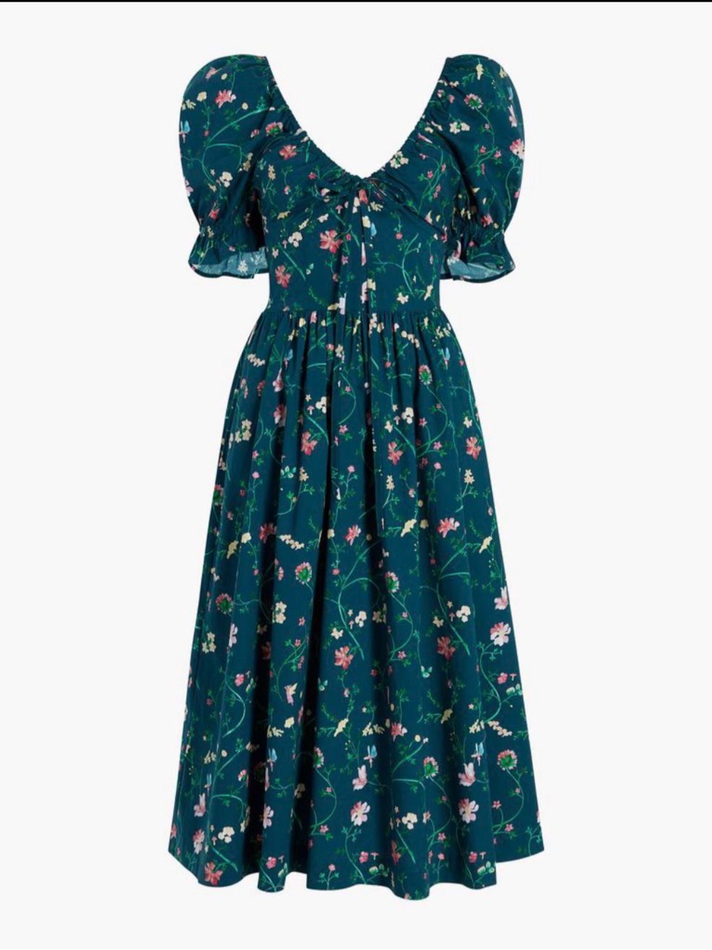 Hill House The Ophelia Dress in Moody Floral Green Sz L